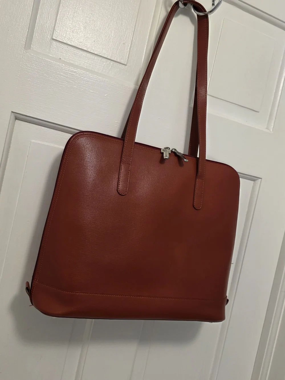 Jack Georges Red Safiano Leather Laptop Tote, Business, Travel, School